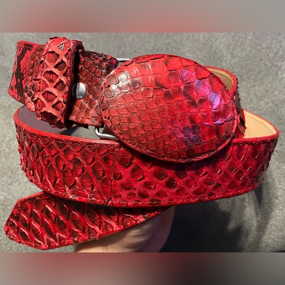 Genuine Red Python Snake skin leather exotic belt removable...